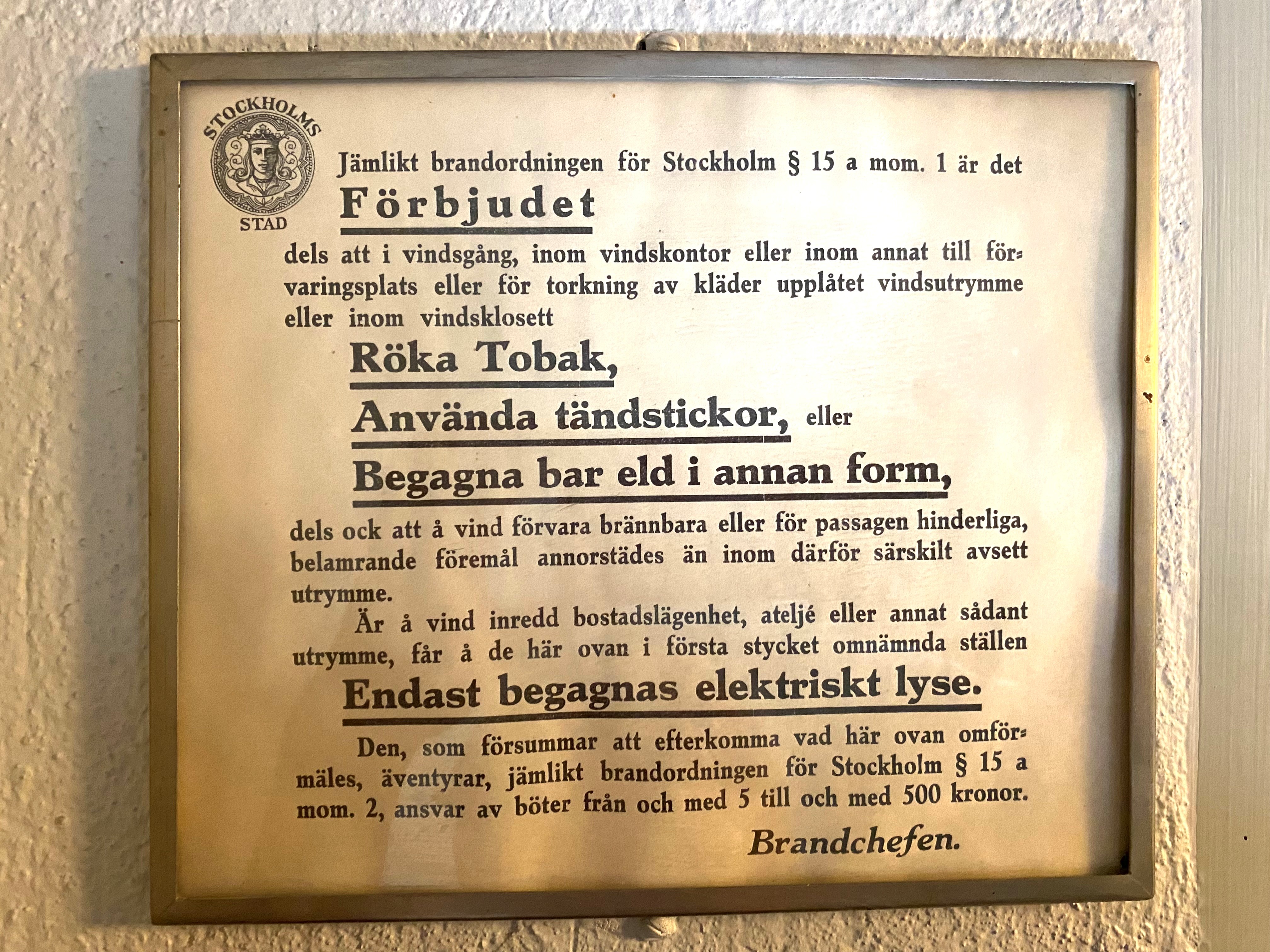 Brandföreskrifter från Stockholms stad